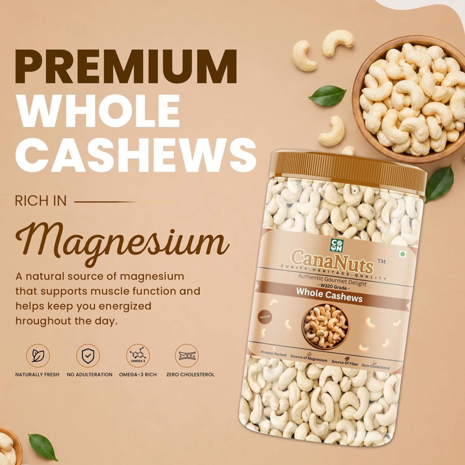 CanaNuts 100% Natural Premium Dry Fruits and Nuts Combo Healthy Cashews, Almonds, Black Raisins, Pistachios, Chilean walnuts Kernel Crunchy, Badam Kaju Pista Akhrot Kishmish | (500Gm X 5) 2.5KG - Image 5