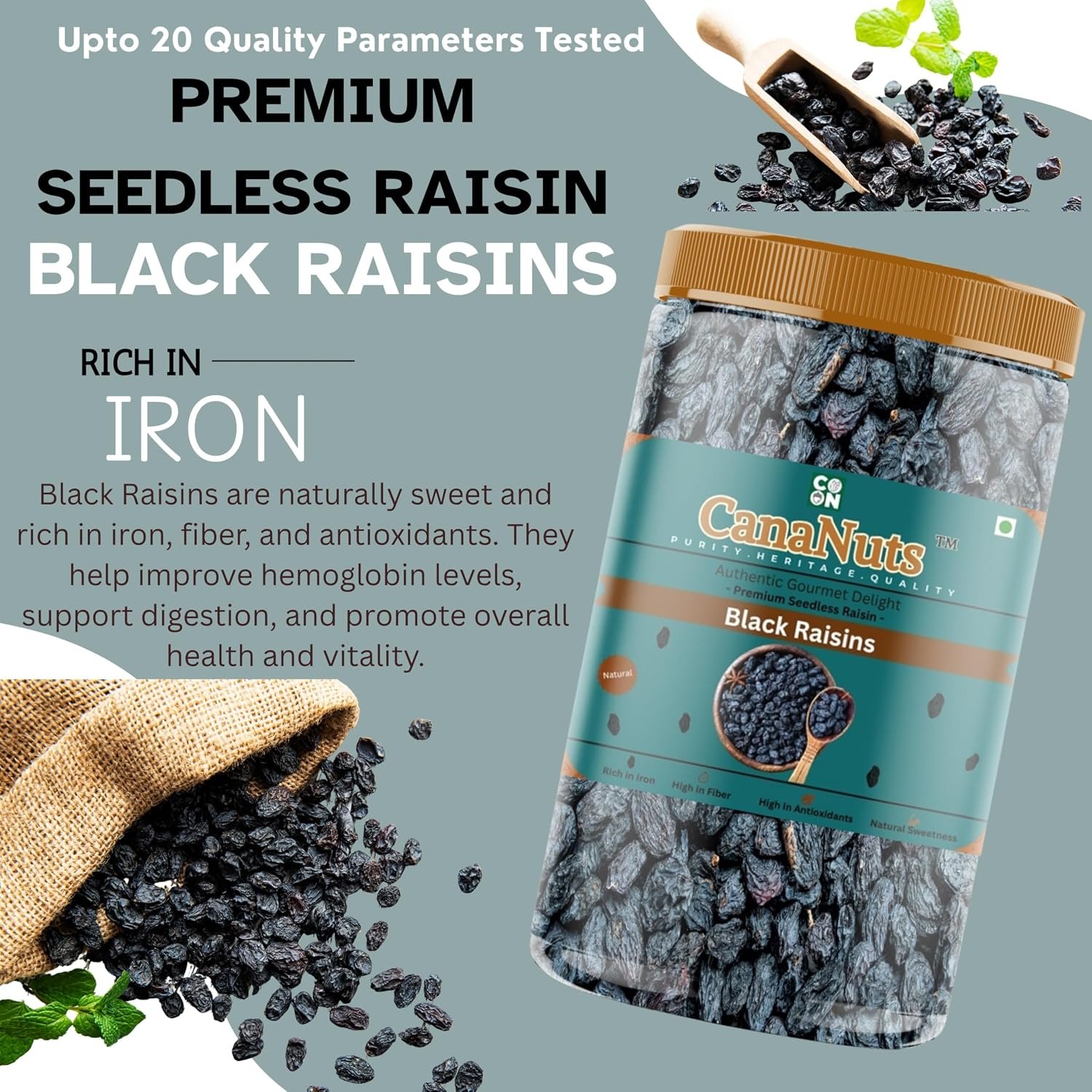 CanaNuts 100% Natural Premium Dry Fruits and Nuts Combo Healthy Cashews, Almonds, Black Raisins, Pistachios, Chilean walnuts Kernel Crunchy, Badam Kaju Pista Akhrot Kishmish | (500Gm X 5) 2.5KG - Image 7
