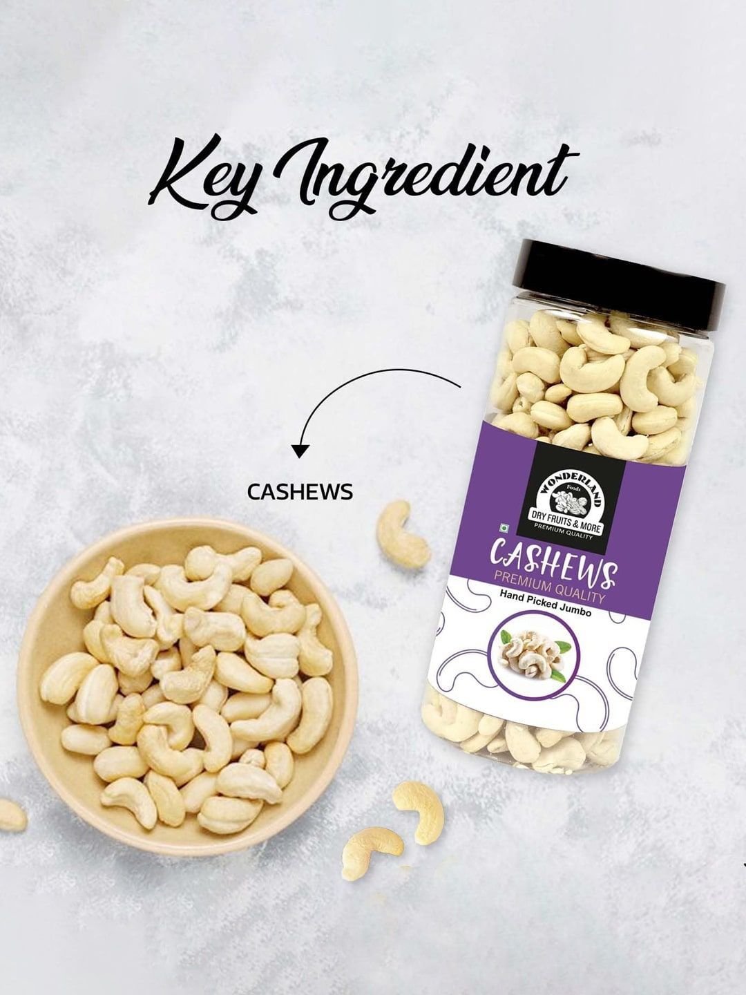 Wonderland Foods Premium Cashew W240 Grade 1Kg (500g X 2) - Image 3