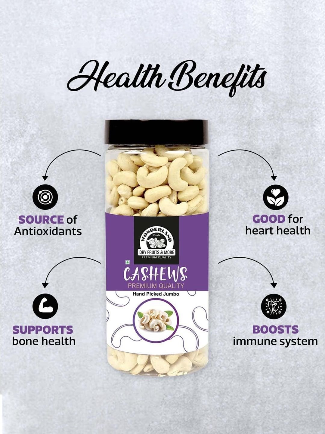 Wonderland Foods Premium Cashew W240 Grade 1Kg (500g X 2) - Image 4