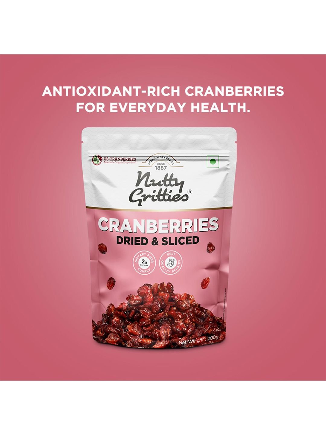 Nutty Gritties Pack of 2 Whole Healthy Snackable Dried & Sliced Cranberries 400g - Image 3