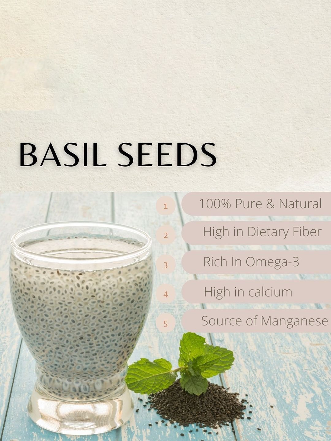 VEDICINE Set Of 5 Chia Flax Sunflower Pumpkin Basil Seeds - 100gm Each - Image 2