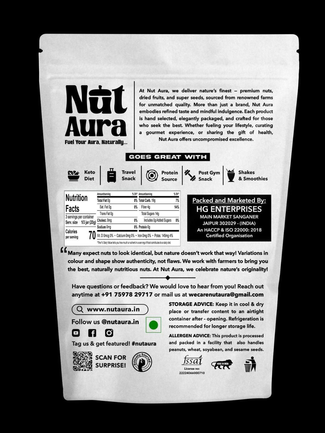 Nut Aura Raw & Unroasted Protien Pumpkin Seeds - 400g - Image 2