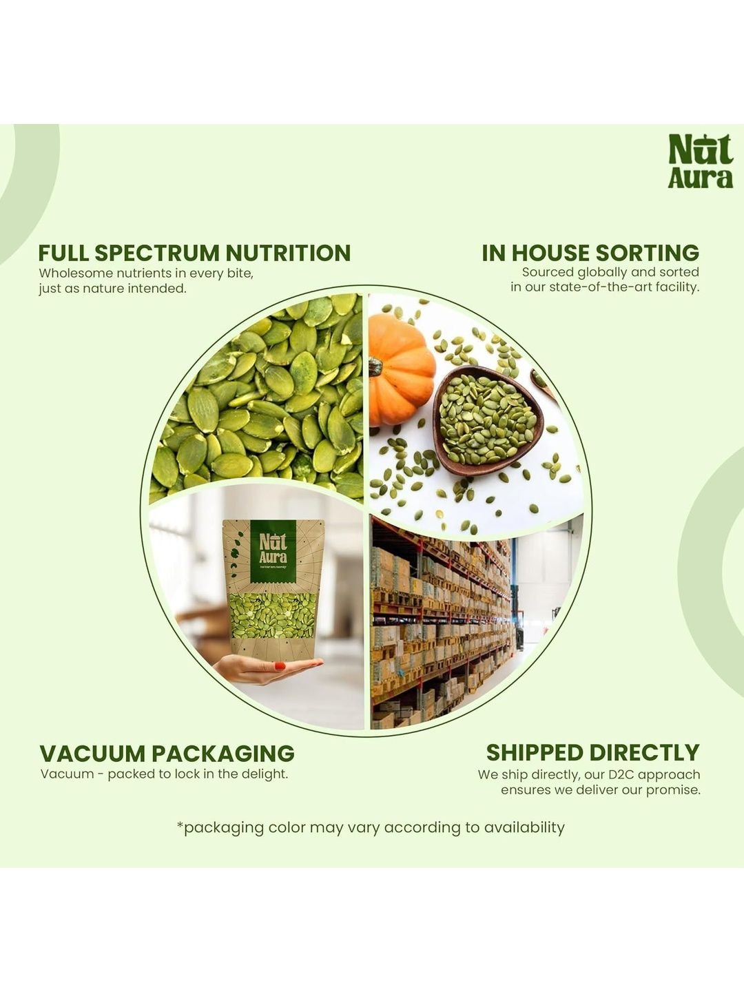 Nut Aura Raw & Unroasted Protien Pumpkin Seeds - 400g - Image 4