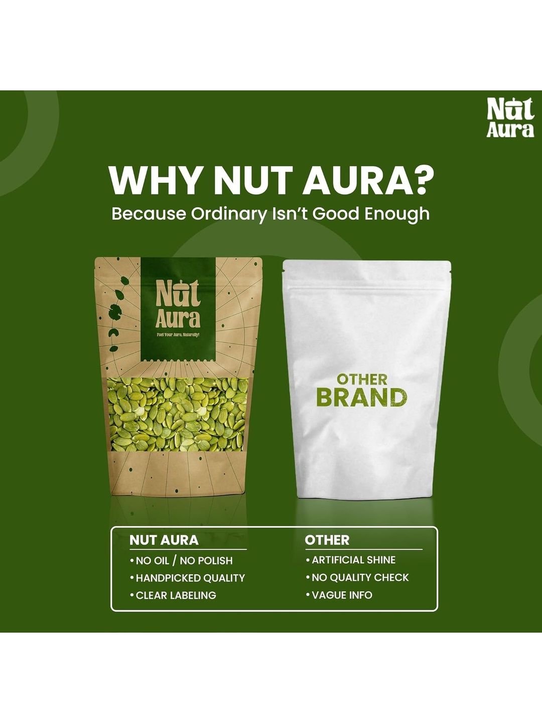 Nut Aura Raw & Unroasted Protien Pumpkin Seeds - 400g - Image 5