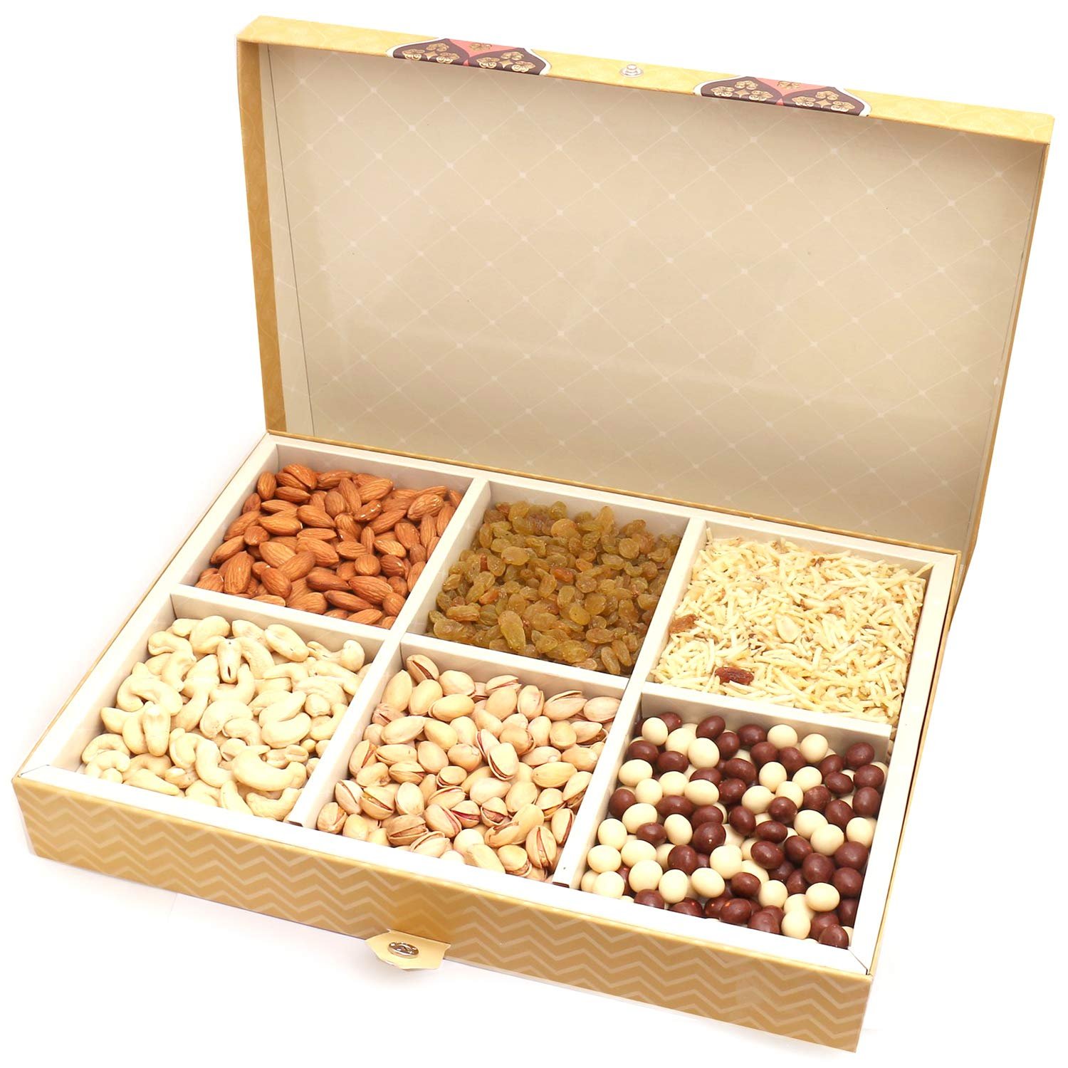 Gold 6 Part Print Dryfruit Box 1500 GMS|Dry Fruit Combo Pack Offer|Dry Fruit Gift Pack|Dry Fruit Box|Diwali Dry Fruit Gift Box| - Image 5
