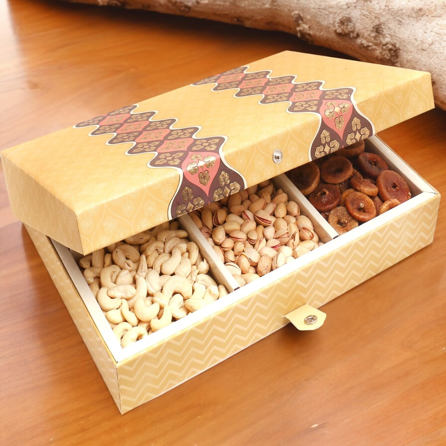 Gold 6 Part Print Dryfruit Box 1500 GMS|Dry Fruit Combo Pack Offer|Dry Fruit Gift Pack|Dry Fruit Box|Diwali Dry Fruit Gift Box| - Image 6