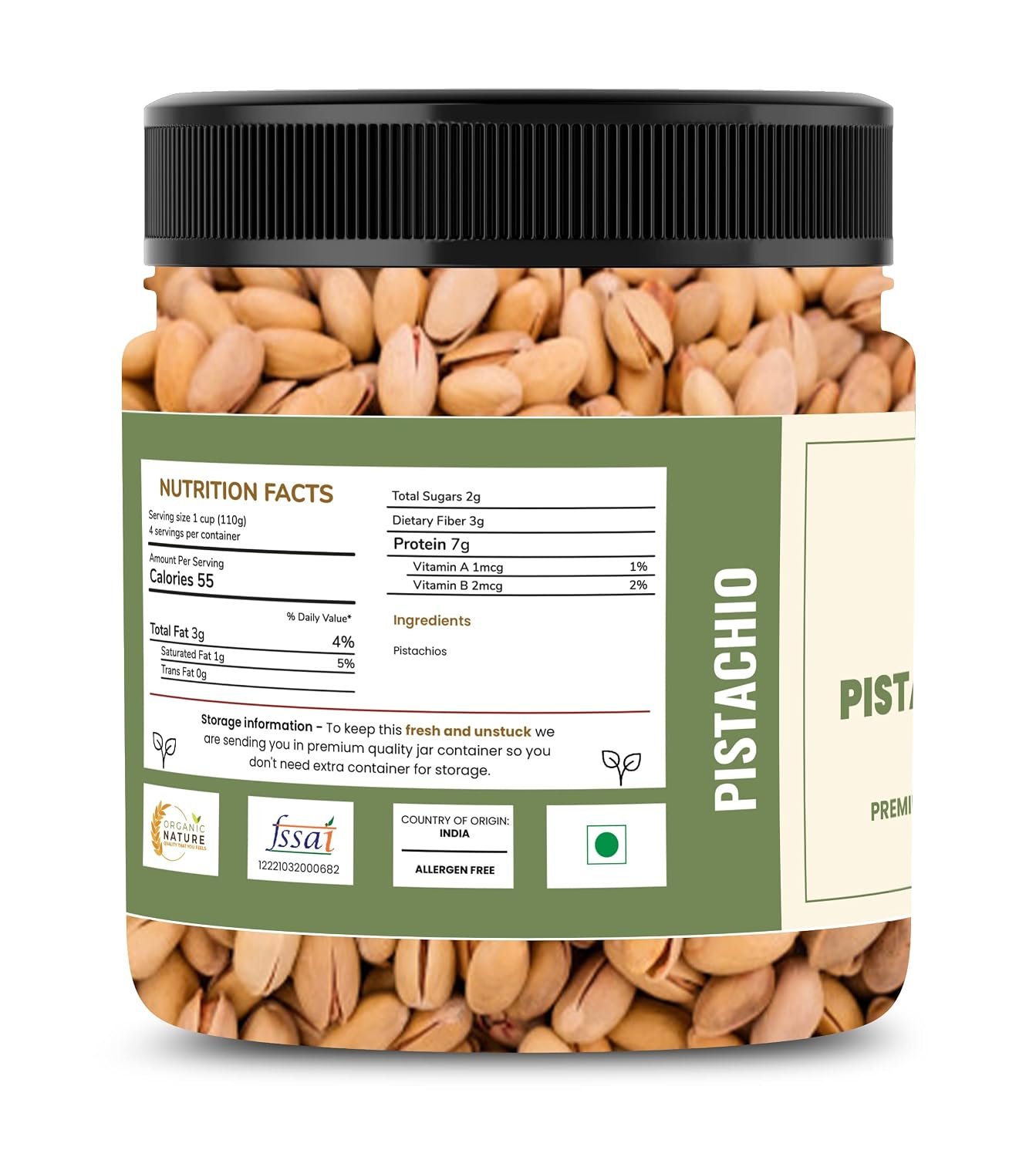ORGANIC NATURE Dry Fruits Combo Pack of Almonds, Cashews, Pistachios, Figs, Walnuts, Apricot and Green Raisins 250 Grams Each| Total Weight 1.75 Kg| Jar Pack| - Image 4