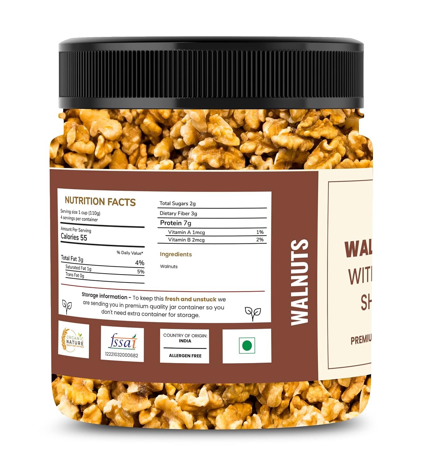 ORGANIC NATURE Dry Fruits Combo Pack of Almonds, Cashews, Pistachios, Figs, Walnuts, Apricot and Green Raisins 250 Grams Each| Total Weight 1.75 Kg| Jar Pack| - Image 5