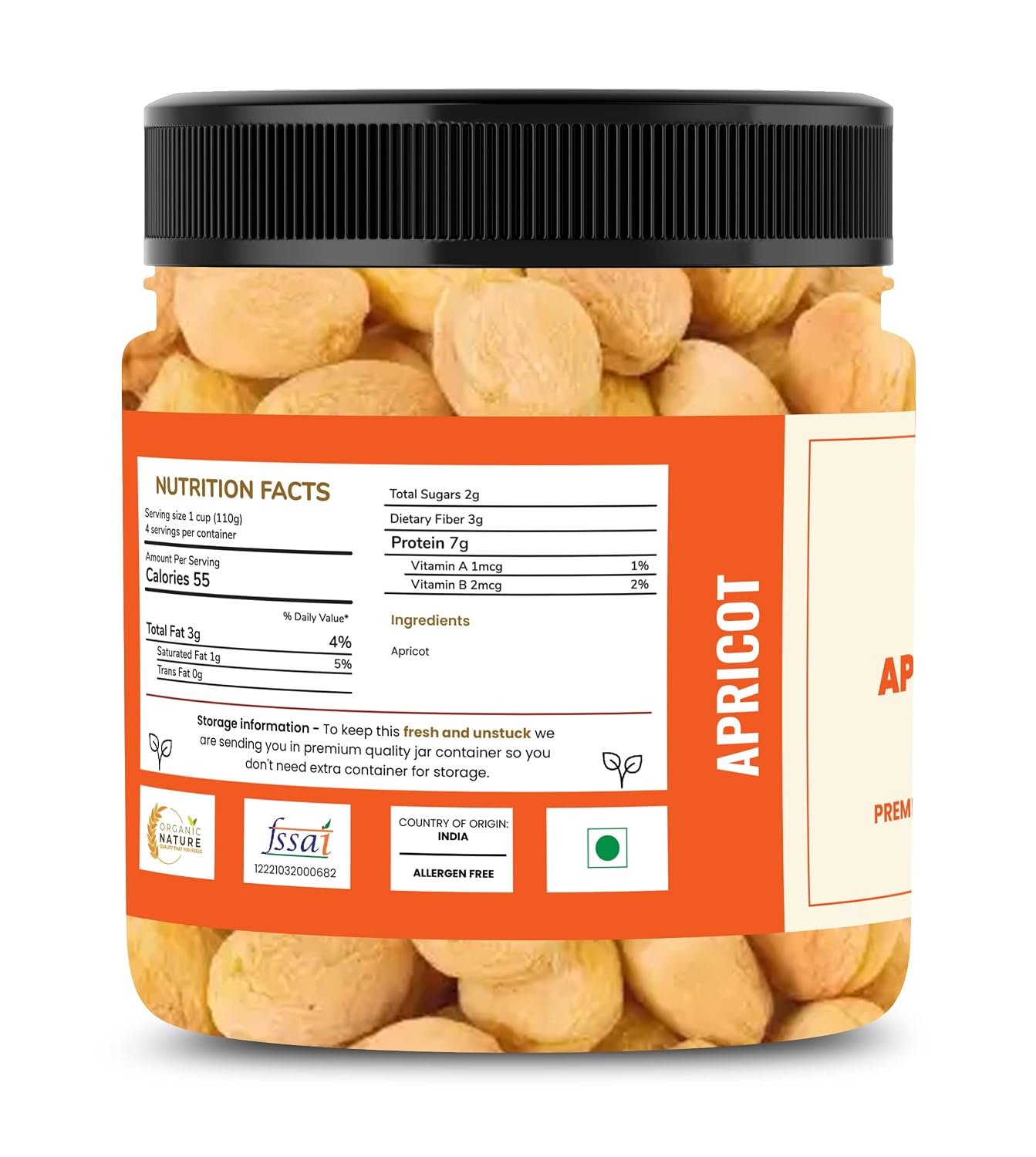 ORGANIC NATURE Dry Fruits Combo Pack of Almonds, Cashews, Pistachios, Figs, Walnuts, Apricot and Green Raisins 250 Grams Each| Total Weight 1.75 Kg| Jar Pack| - Image 6