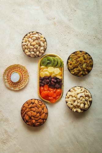 Dessert Drama Permium Dry Fruits Gift Box with Cashews, Almonds, Pistachios, Raisins, Sundried Pineapple, Sundried Kiwi, Sundried Cranberry, Sundried Orange (100g Each) with Rakhi Set For Gift - Image 9