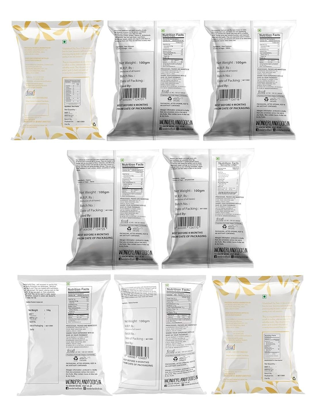Wonderland Foods Set Of 8 Mixed Dry Fruits 800g - Image 2