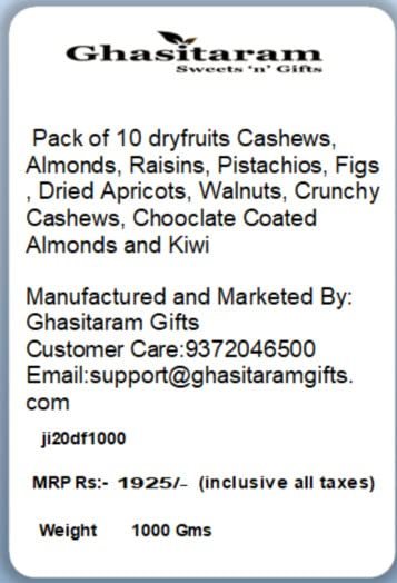 Ghasitaram Gifts Jaiccha Pack of 10 dryfruits|Dryfruit Gift Hamper|Dry Fruit Combo Pack Offer|Dry Fruit Gift Pack|Dry Fruit Box|Diwali Dry Fruit Gift Box|Mix Nut| - Image 6