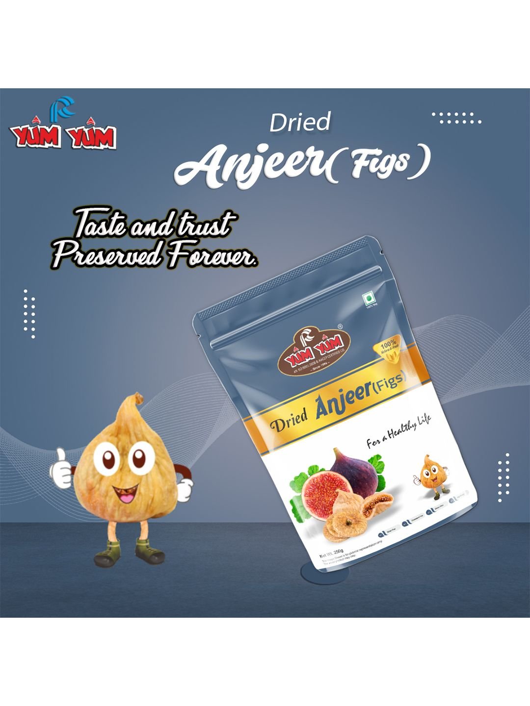 YUM YUM Pack Of 2 Dried Afghani Anjeer & Dry Figs - 250 g Each - Image 3
