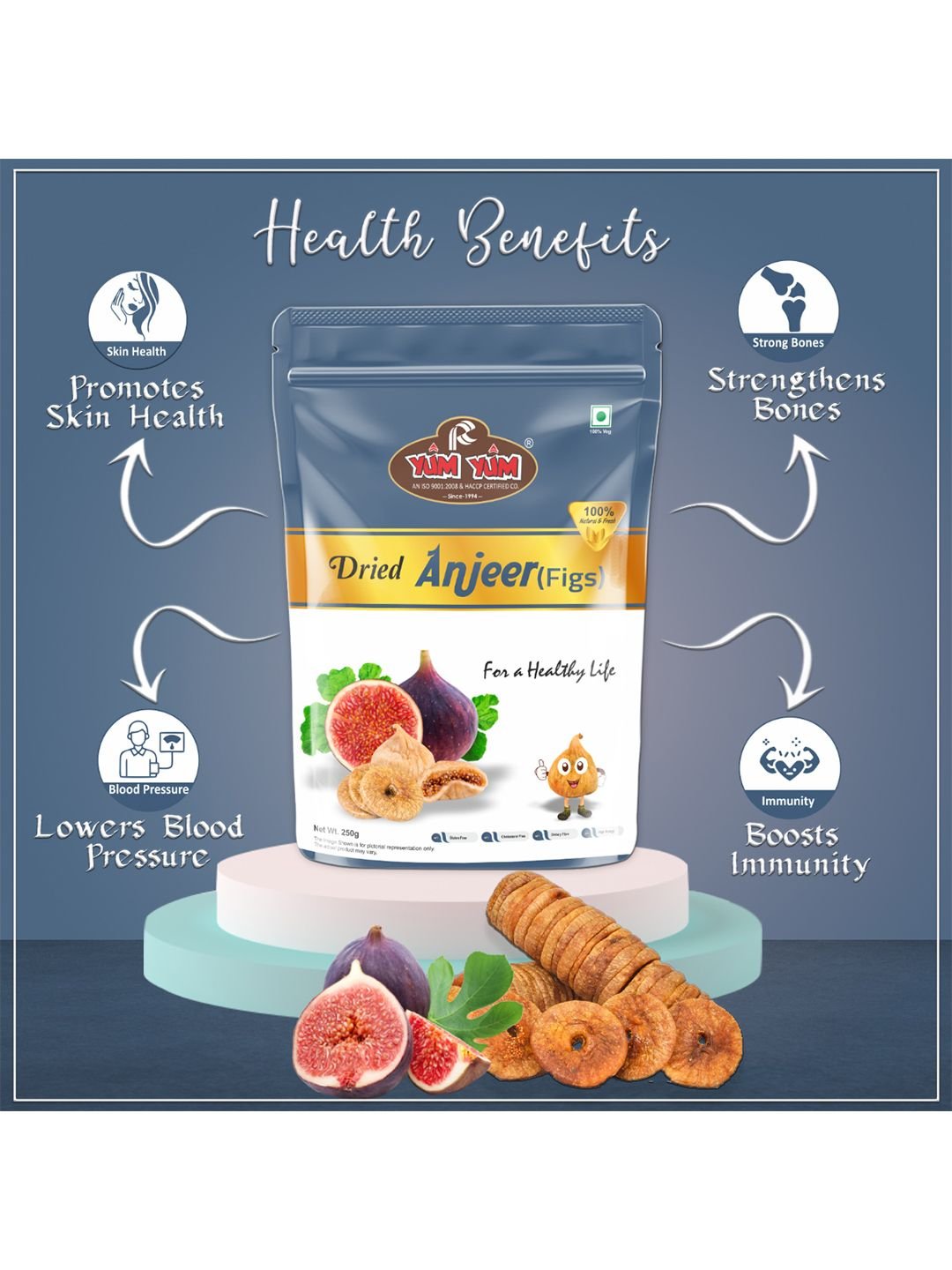 YUM YUM Pack Of 2 Dried Afghani Anjeer & Dry Figs - 250 g Each - Image 5