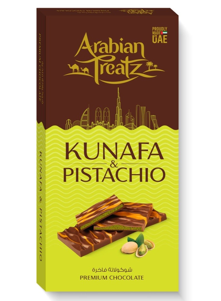 Kunafa & Pistachio Premium Chocolate – Gourmet Fusion of Dessert & Crunchy Nuts – 100g