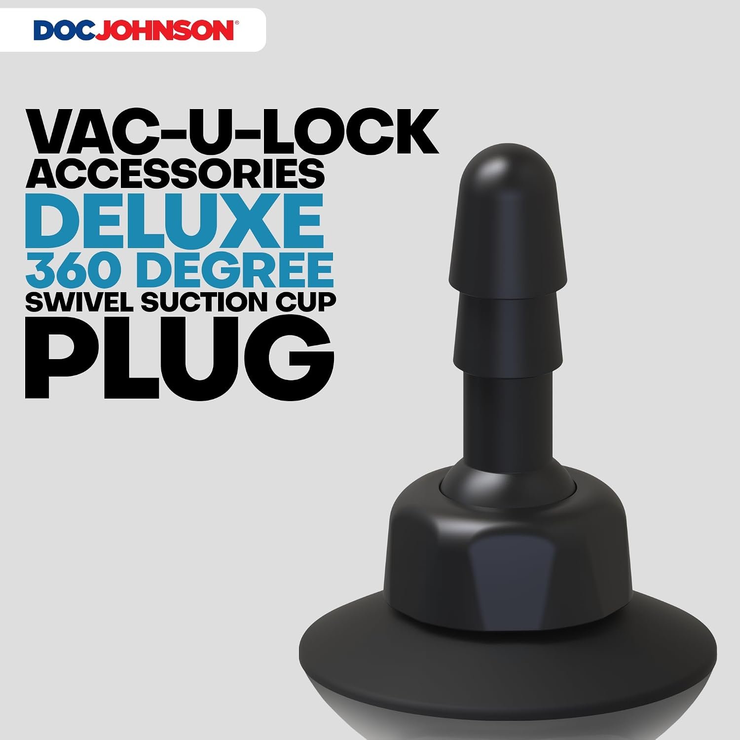 Doc Johnson Vac-U-Lock - Deluxe 360 Degree Swivel Suction Cup Plug - Swivels in Any Direction & Angle to Work Every Hot Spot, Black - Image 2