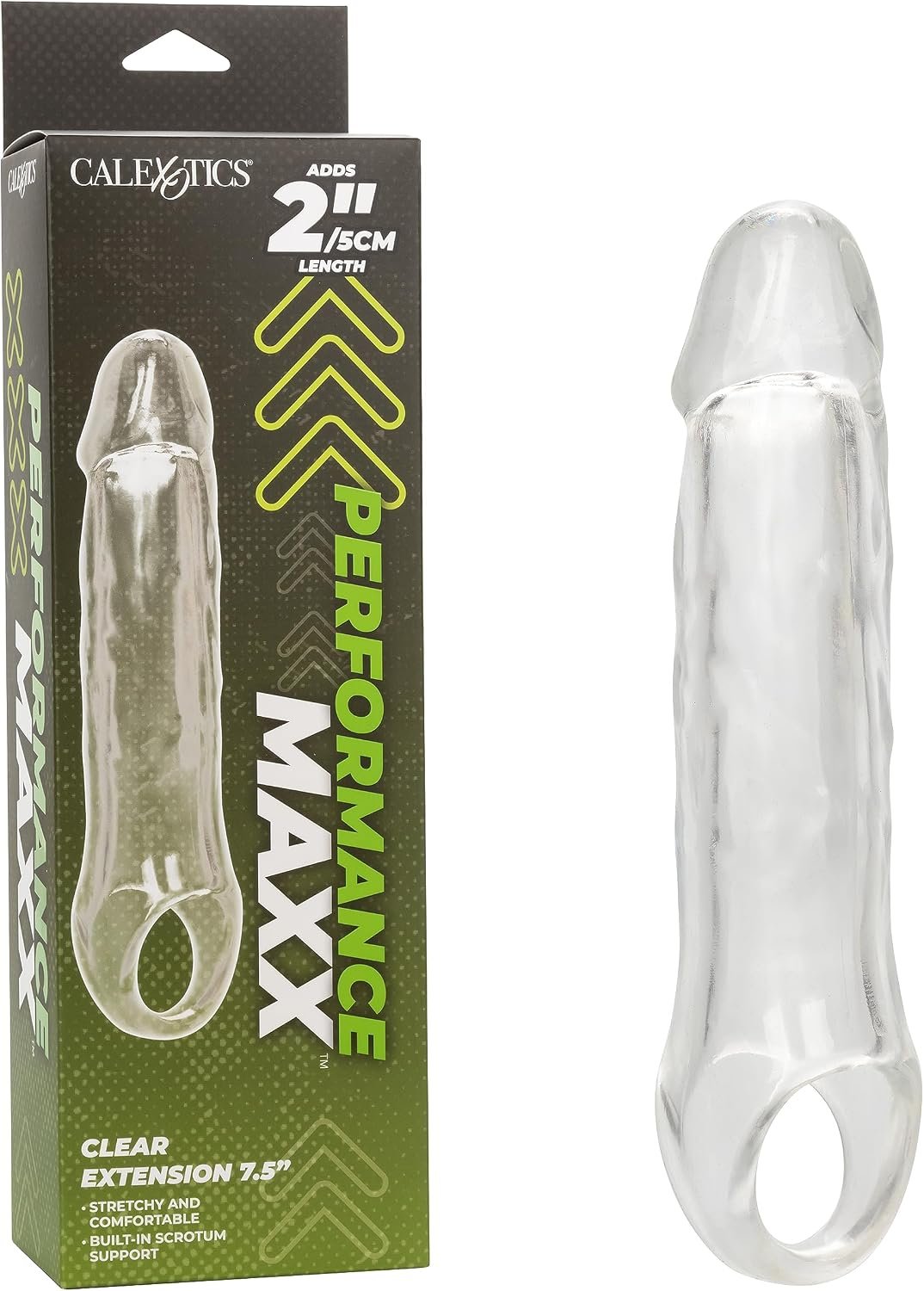 CalExotics Performance Maxx Clear Extension, Penis Sleeve with Solid Ultra-Soft 2 Inch add-ed Head 7.5 Inch