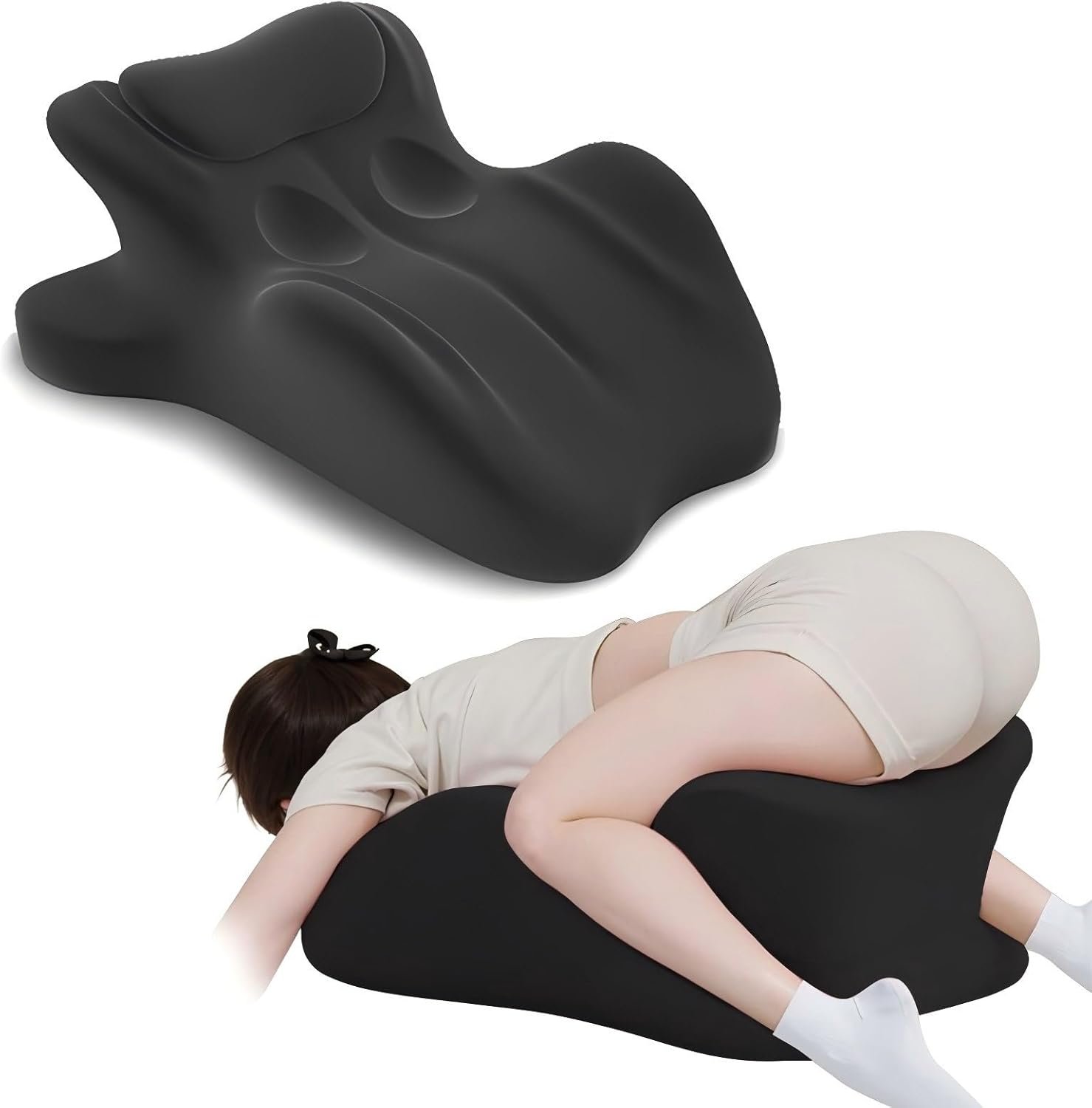 Sex Pillow Couples Sex Toys, 27° Ergonomic Memory Foam Support Pillow, Contoured Lounger Cushion for Back & Lumbar Support, Multi-Functional Comfort Pillow, Black