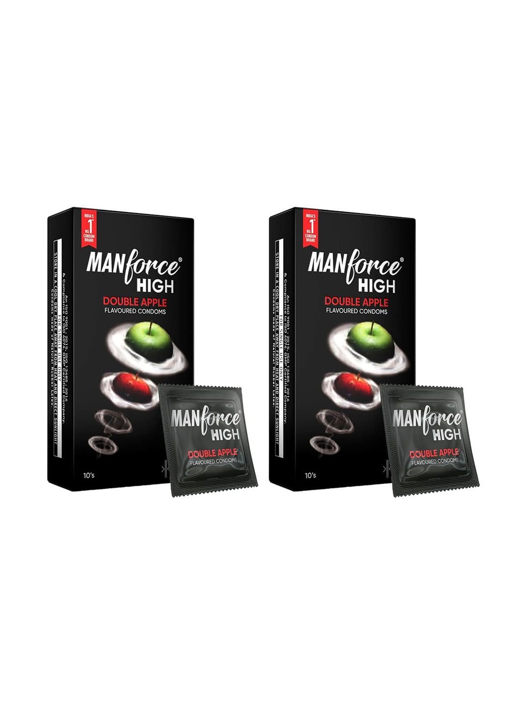 Manforce Manforce Set Of 2 High Lubricated Double Apple Flavoured Condoms - 10Pcs Each