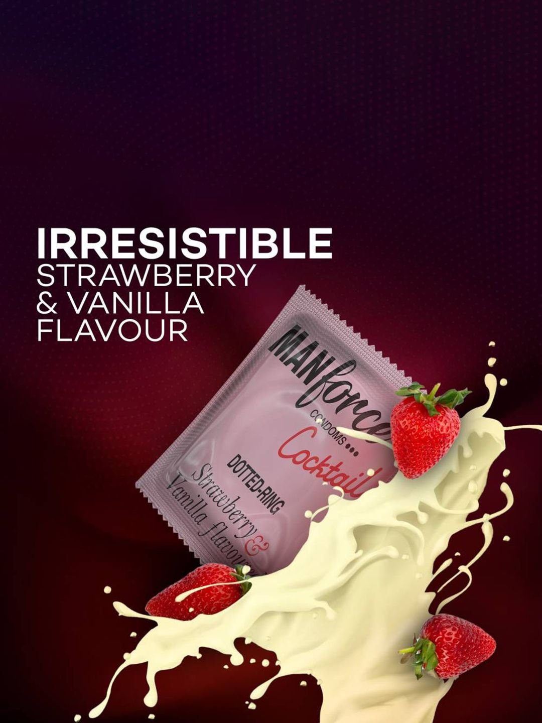 Manforce Set Of 4 Cocktail Dotted Strawberry & Vanilla Flavored Condoms - 10 Pcs Each - Image 2