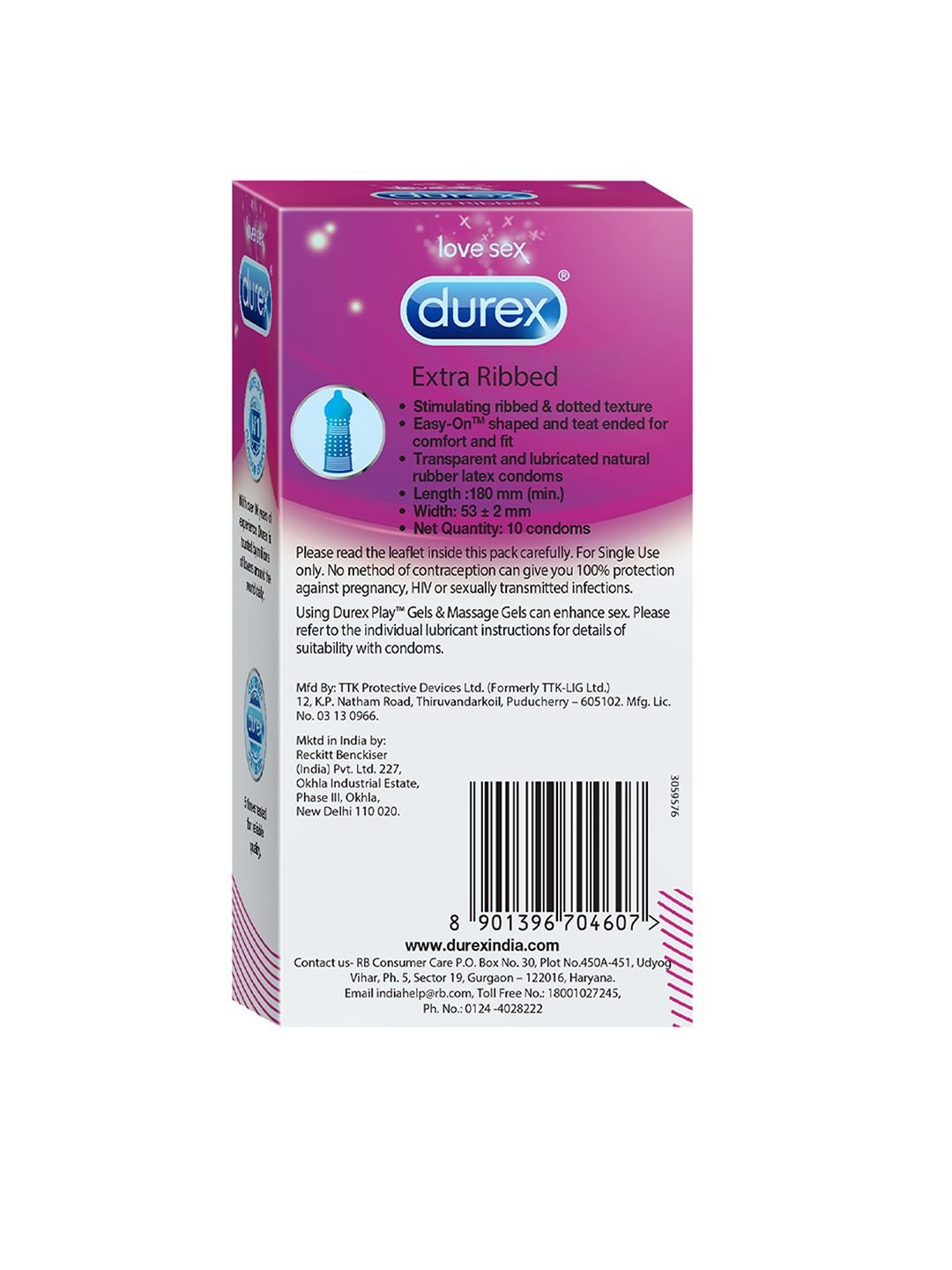 Durex Durex Pack of 10 Extra Ribbed Condoms - Image 10