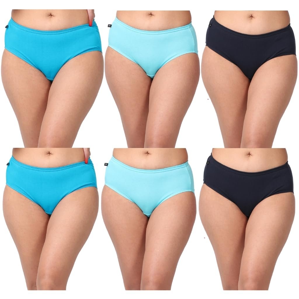Adira Panty for Women | High Waist Panty with Full Coverage | Inside Elastic - No Elastic Exposure to Skin | Soft Moisture Wicking Cotton | Pack of 6
