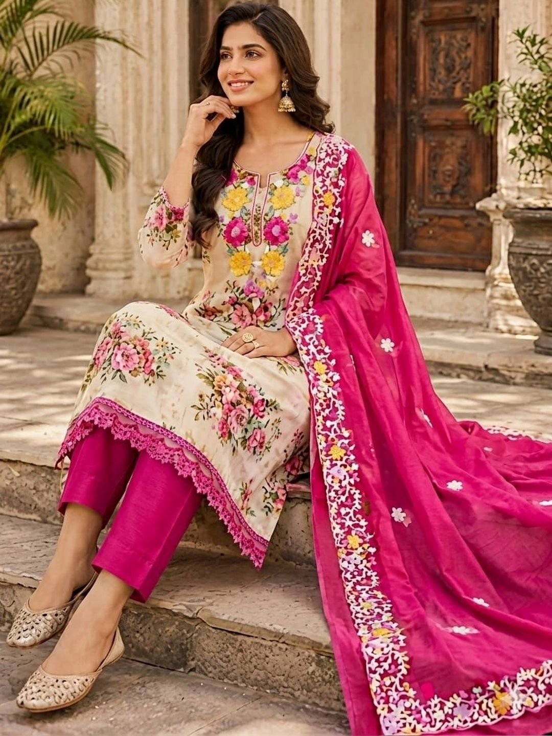 HMP Fashion Embroidered Unstitched Dress Material - Image 2