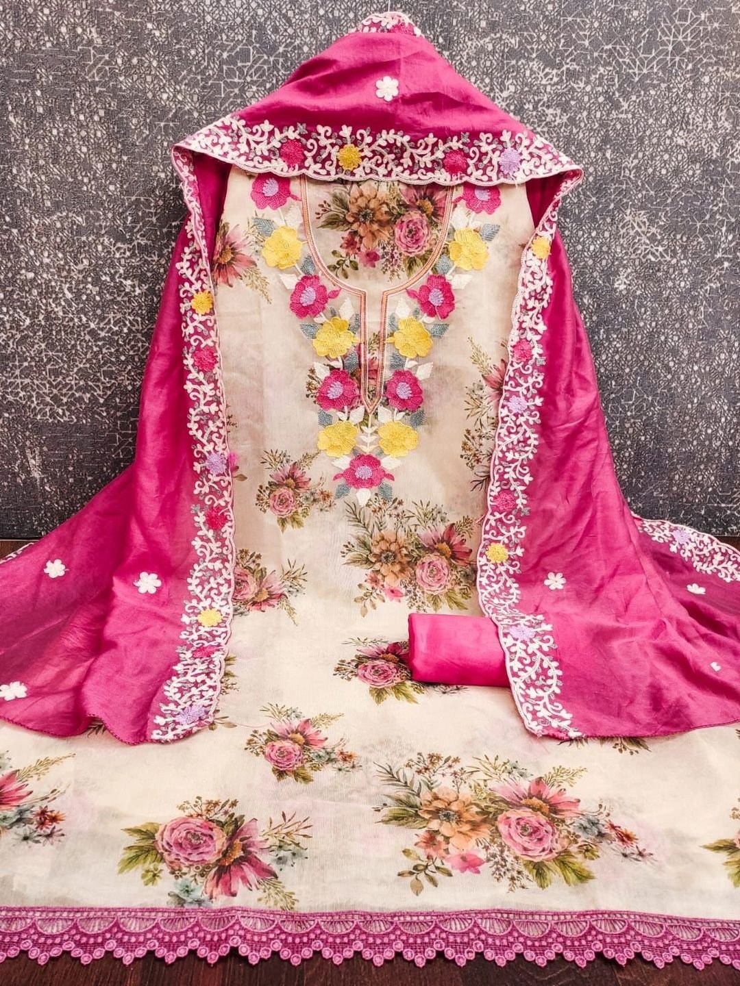 HMP Fashion Embroidered Unstitched Dress Material - Image 5