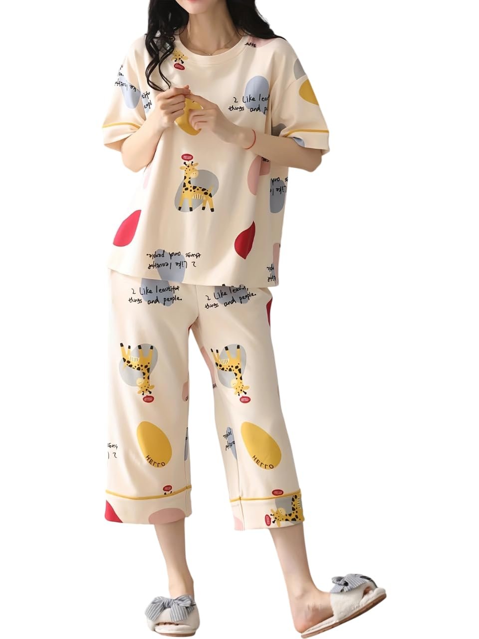 Lunza Women’s Cotton Pajama Set with Top & Pants|| Korean Night Suit|| Lightweight Printed Set || Soft & Comfy Sleepwear for Girls & Women - Image 9