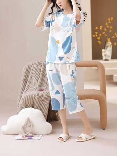 Lunza Women’s Cotton Pajama Set with Top & Pants|| Korean Night Suit|| Lightweight Printed Set || Soft & Comfy Sleepwear for Girls & Women - Image 13