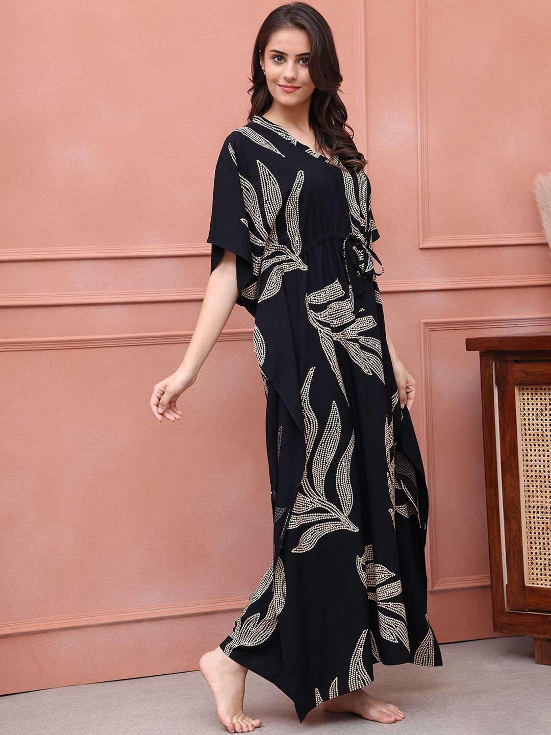 Printed Maxi Kaftan Nightdress - Image 3
