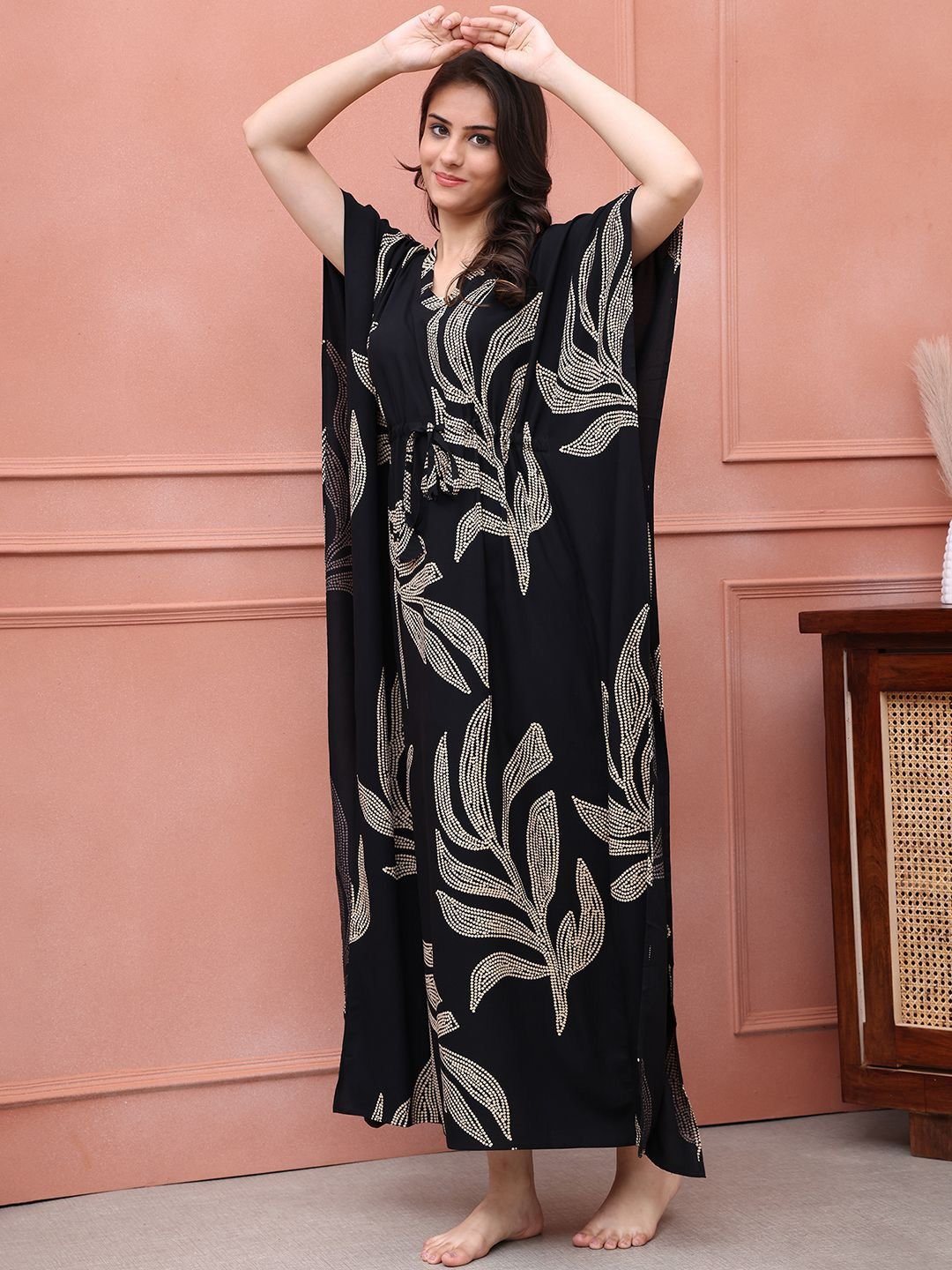 Printed Maxi Kaftan Nightdress - Image 4
