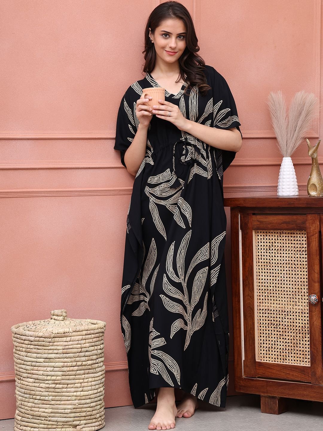 Printed Maxi Kaftan Nightdress - Image 6