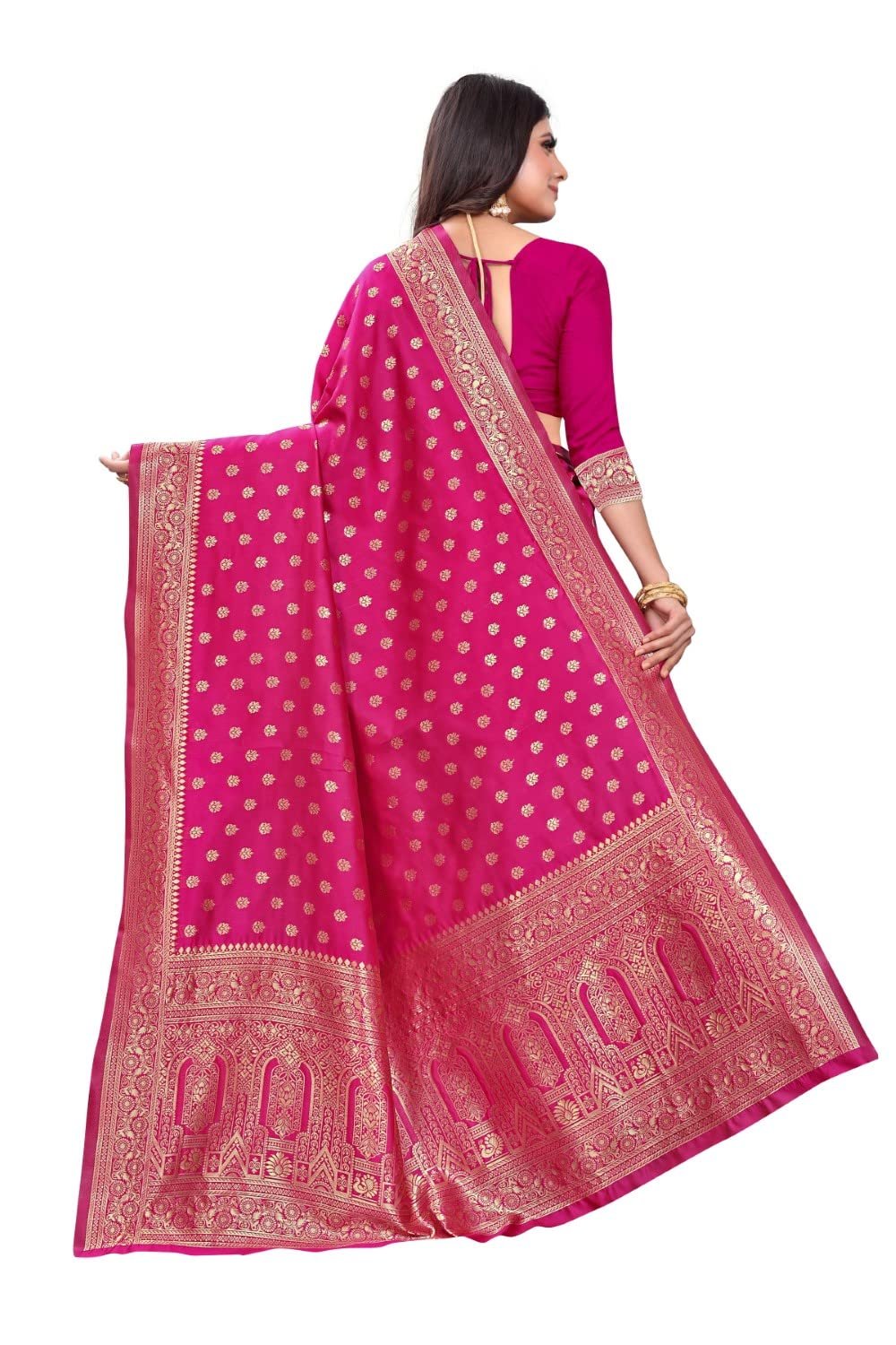 C J Enterprise Women's Pure Kanjivaram Silk Saree Soft Design With Blouse Piece For Wedding (Pari124-51) - Image 2