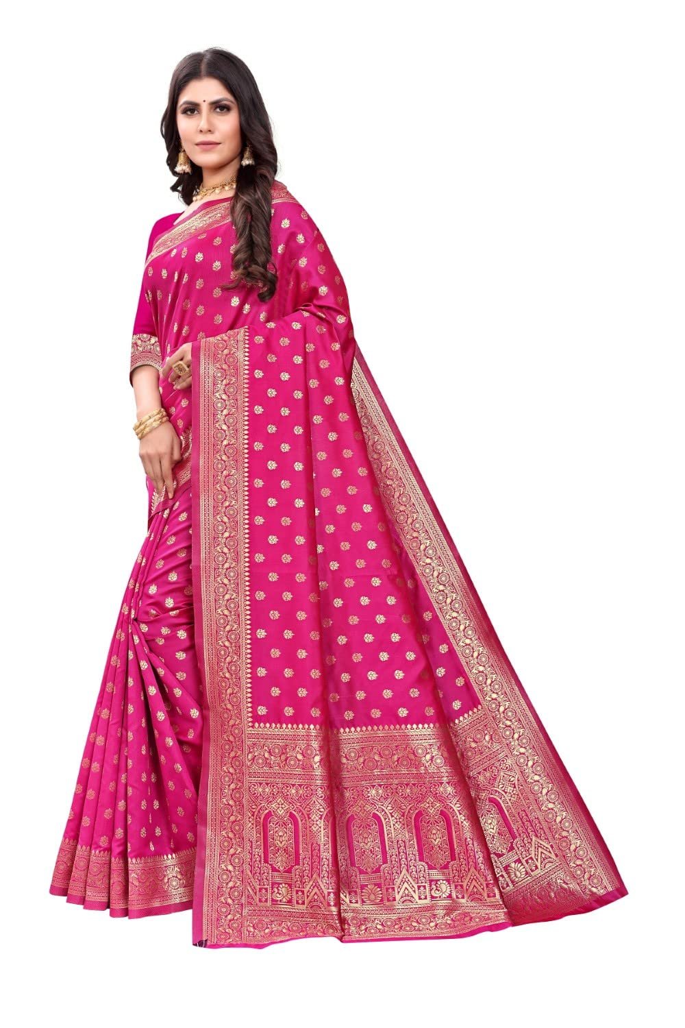 C J Enterprise Women's Pure Kanjivaram Silk Saree Soft Design With Blouse Piece For Wedding (Pari124-51) - Image 3