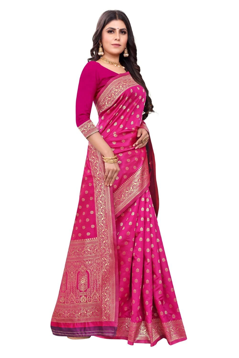 C J Enterprise Women's Pure Kanjivaram Silk Saree Soft Design With Blouse Piece For Wedding (Pari124-51) - Image 4