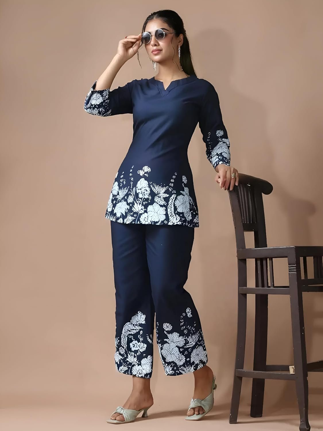 Pinkmint Pure Cotton Printed Co Ord Set for Women l Stylish Comfortable Kurta & Side Pocket Bottom l Modern Ethnic Style (Available in Plus Size) - Image 3