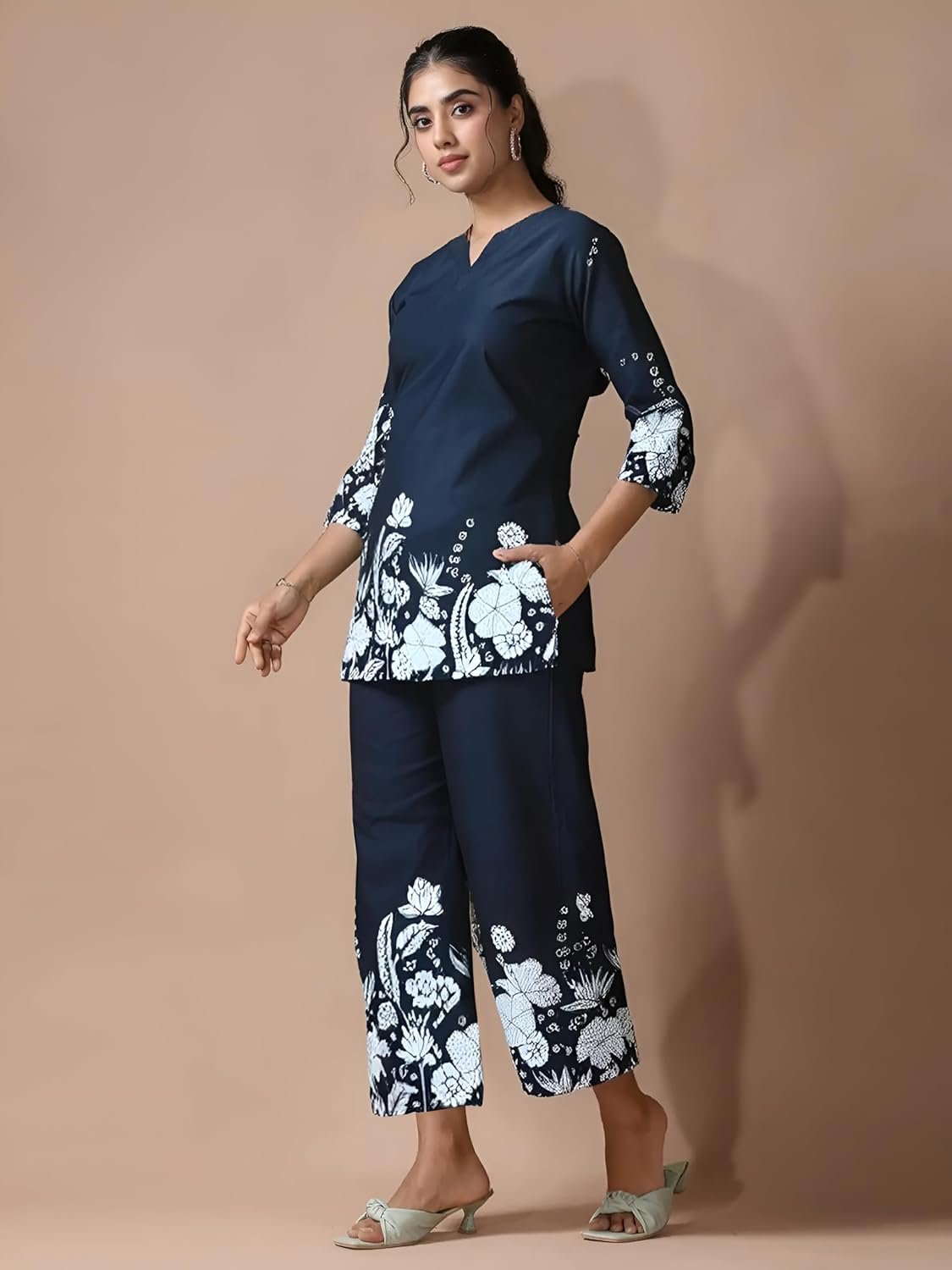 Pinkmint Pure Cotton Printed Co Ord Set for Women l Stylish Comfortable Kurta & Side Pocket Bottom l Modern Ethnic Style (Available in Plus Size) - Image 6