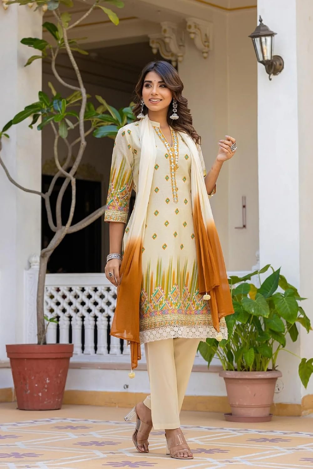 FABNEX Kurta Set for Women | Stylish Cotton Printed Kurti Pant Set | Indo-Western Casual & Festive Co-ord Set for Women (K-224-25) - Image 2