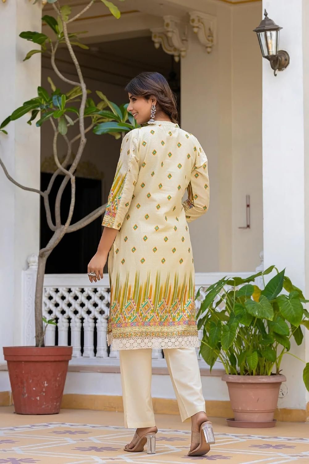 FABNEX Kurta Set for Women | Stylish Cotton Printed Kurti Pant Set | Indo-Western Casual & Festive Co-ord Set for Women (K-224-25) - Image 4