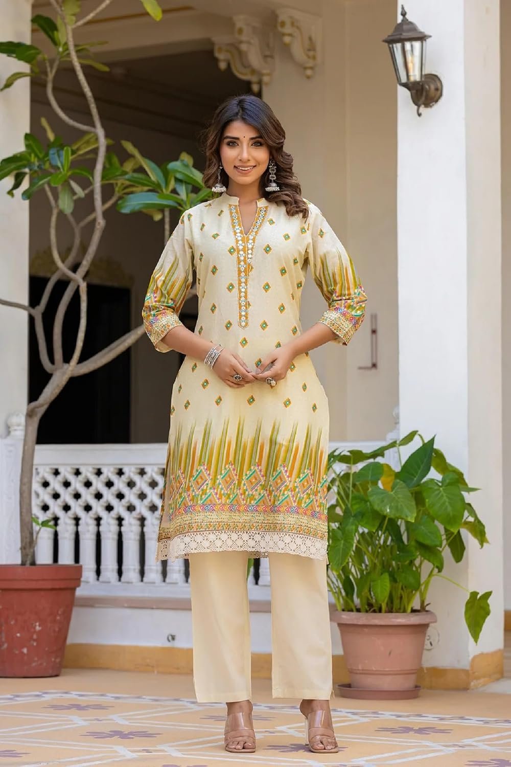 FABNEX Kurta Set for Women | Stylish Cotton Printed Kurti Pant Set | Indo-Western Casual & Festive Co-ord Set for Women (K-224-25) - Image 5