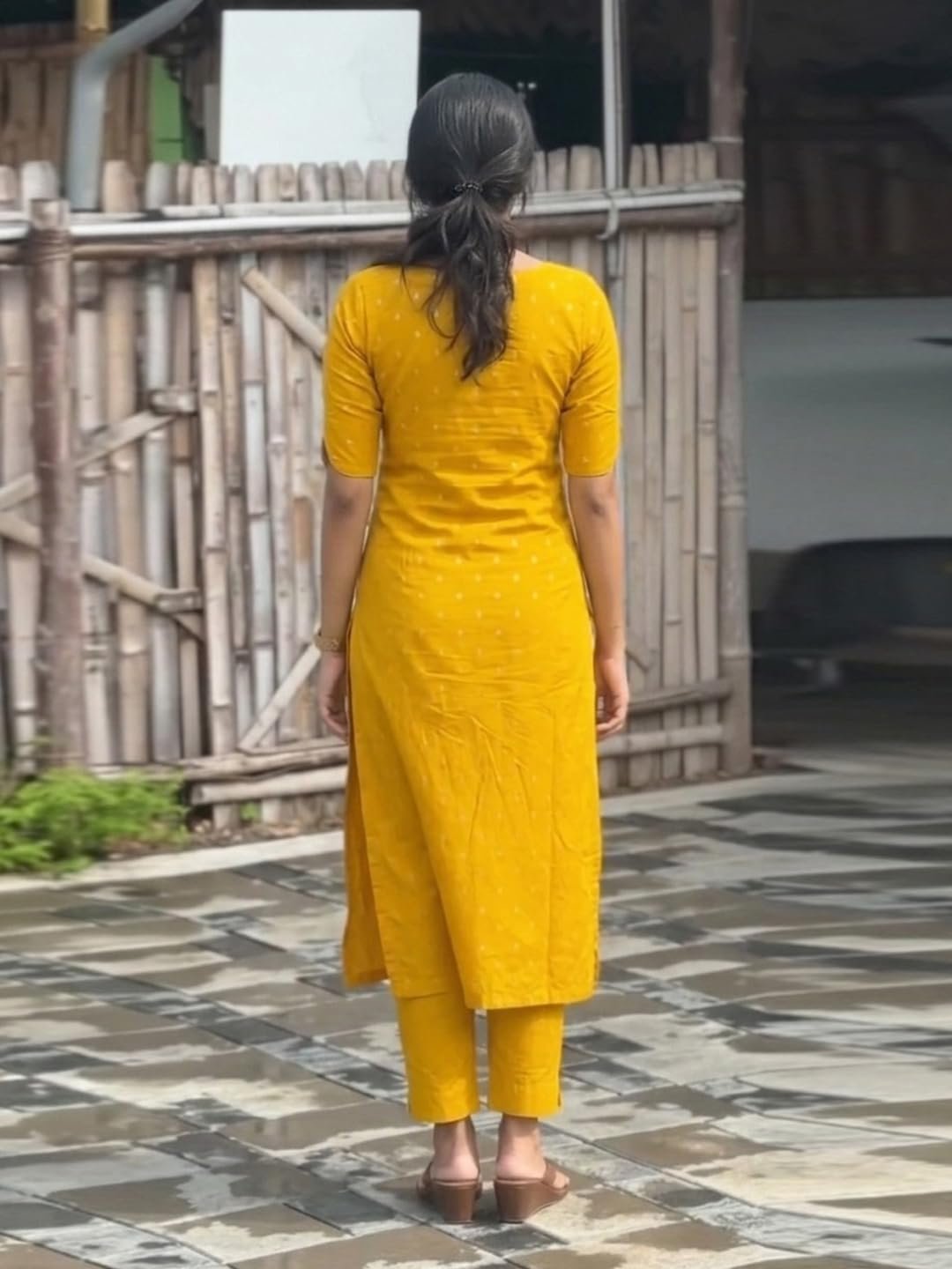 ANNI Designer Women's Viscose Straight Printed Kurta with Pant | Ethnic Indian Kurta Set | Round Neck Keyhole Design | Elbow Sleeve Traditional Dress | Office Occasion Outfit - Image 3