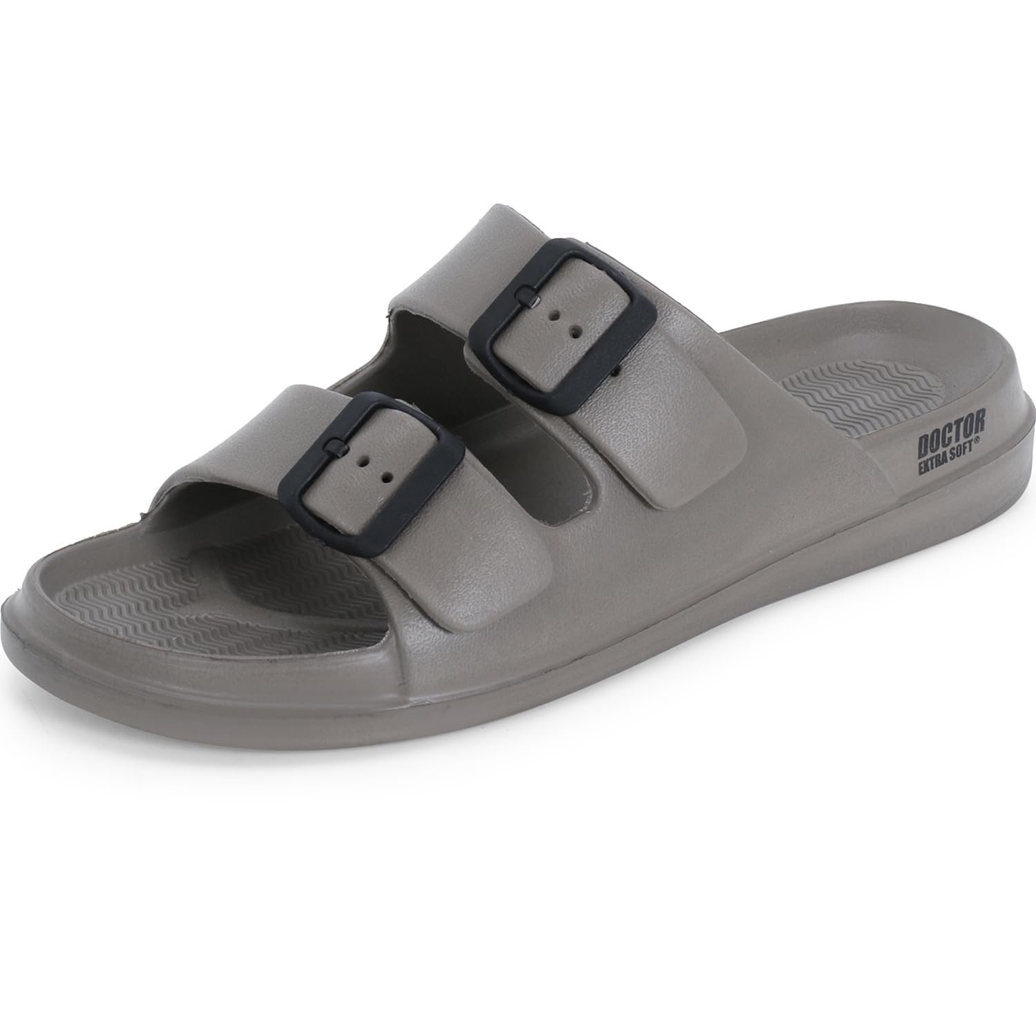 DOCTOR EXTRA SOFT Men's Classic Cushion Sliders/Slippers With Adjustable Buckle Strap For Adult|Comfortable & Lightweight|Stylish & Anti-Skid|Waterproof & Everyday Flip Flops For Gents & Boys D-505