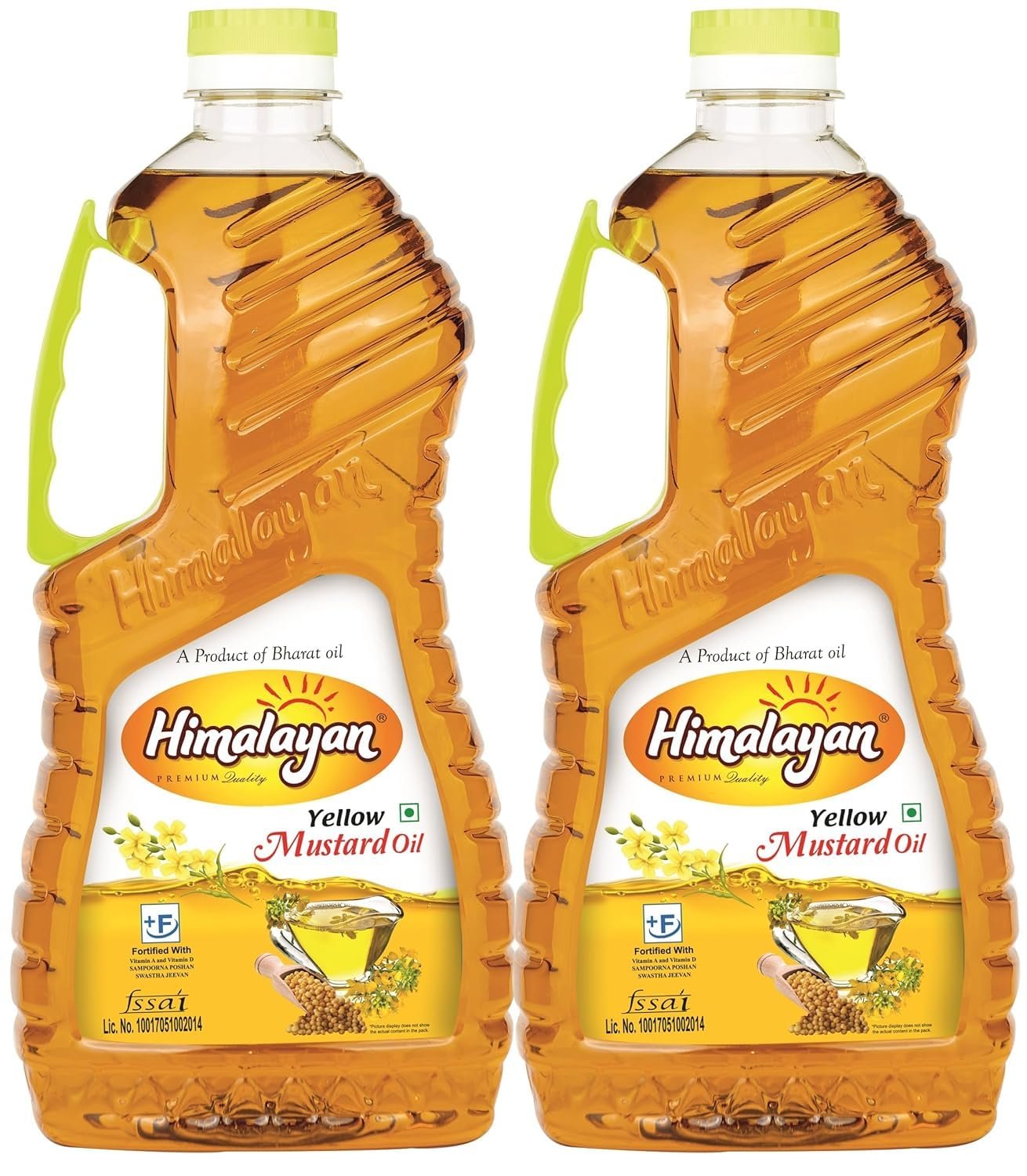 Himalayan Yellow Mustard Oil 2 Litre Fortified with Vitamin A & D Suitable for Daily Healthy Cooking (Pack of 2)