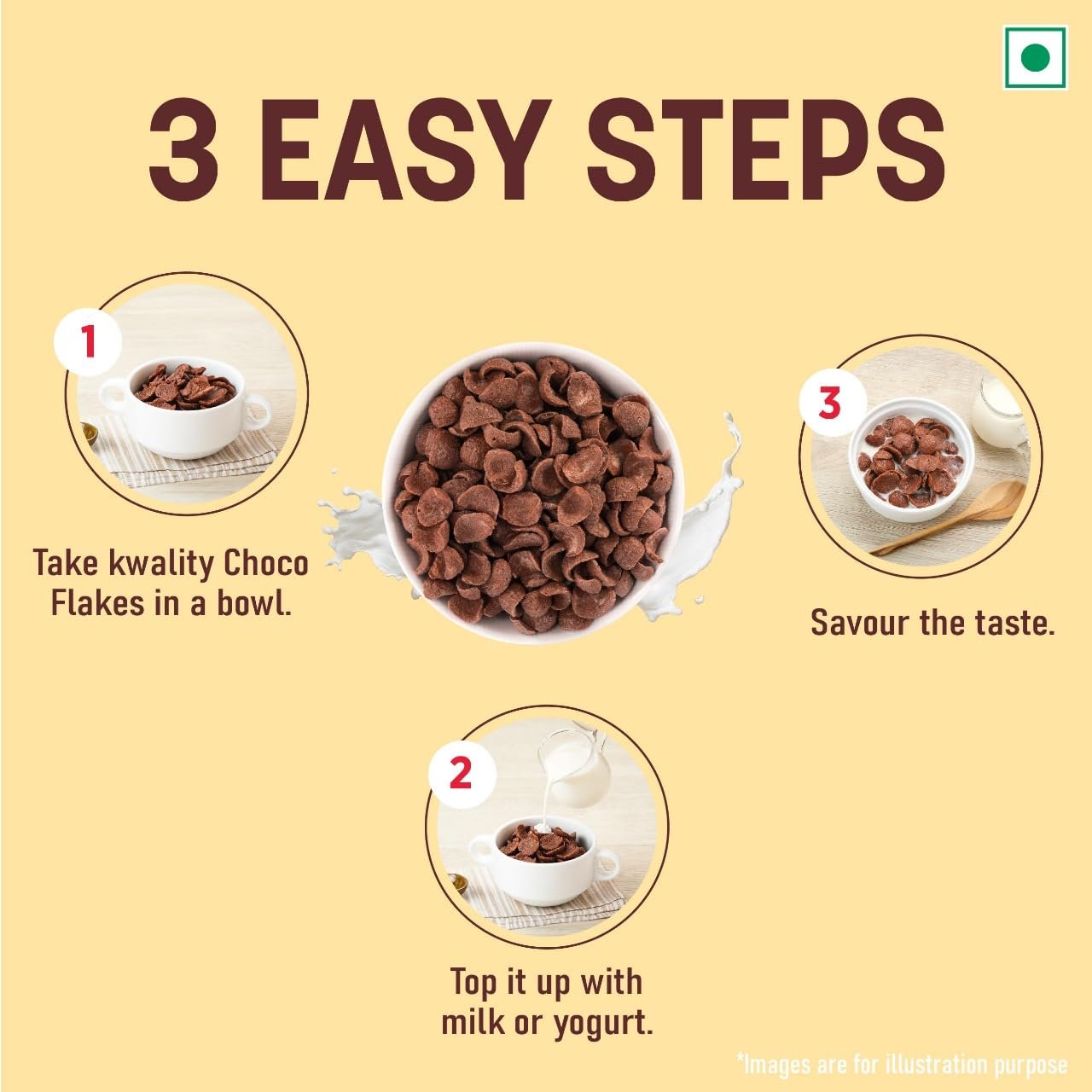 Kwality Choco Flakes 1.2 Kg | Crispy, Wholesome Cereal Made with Whole Wheat | Zero Maida and No Preservatives | Packed with Fiber, Protein - Image 5
