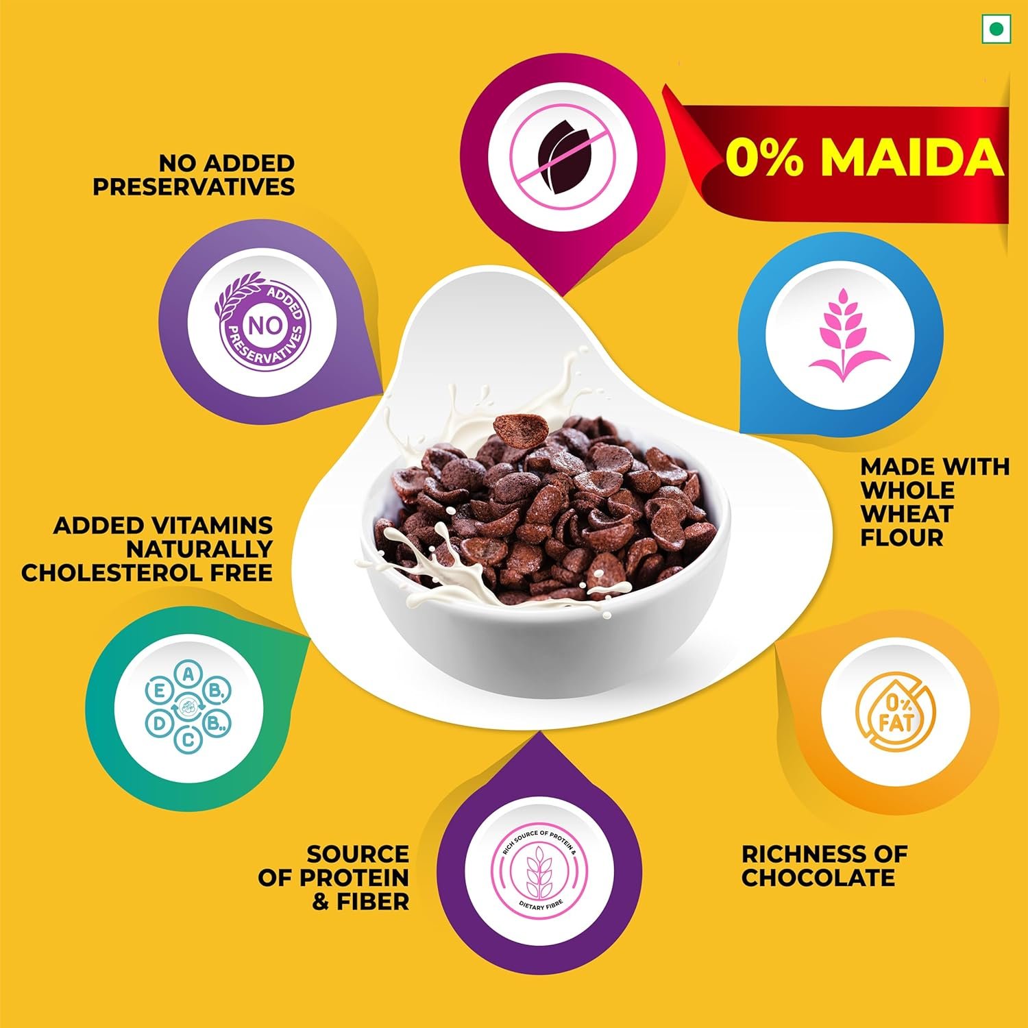 Kwality Choco Flakes 1.2 Kg | Crispy, Wholesome Cereal Made with Whole Wheat | Zero Maida and No Preservatives | Packed with Fiber, Protein - Image 7