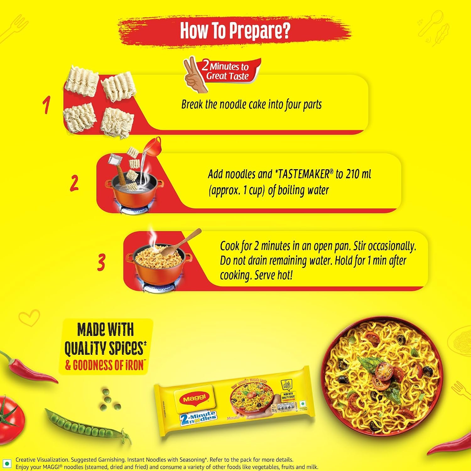 MAGGI 2-Minute Instant Noodles 560g/600g (weight may vary) | Your favourite masala noodles with goodness of iron; Made with choicest quality spice - Image 7