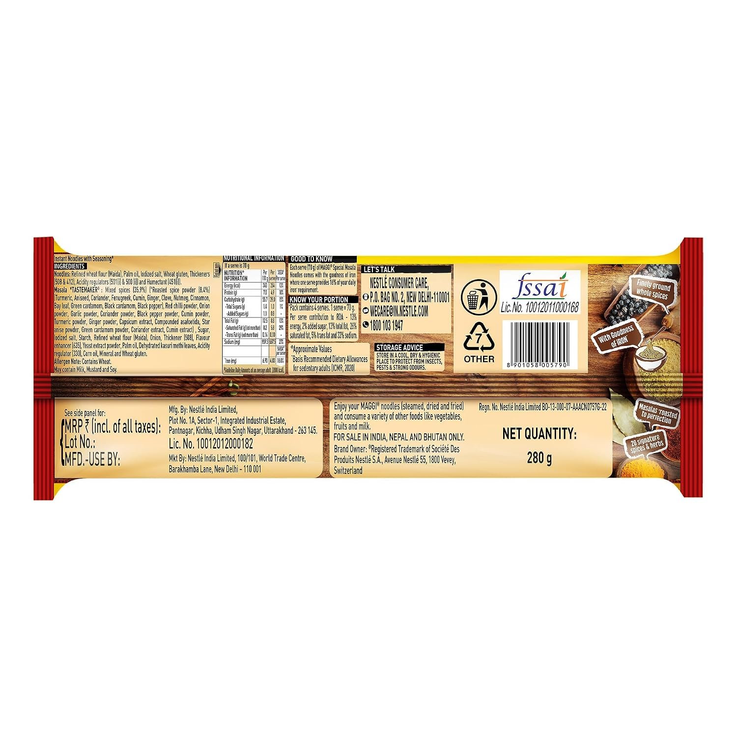 MAGGI 2-Minute Special Masala Instant Noodles,280g/300g (Weight May Vary) | Classic special masala flavour instant noodles in a bigger multi-serve pouch, ready in 2 minutes - Image 6