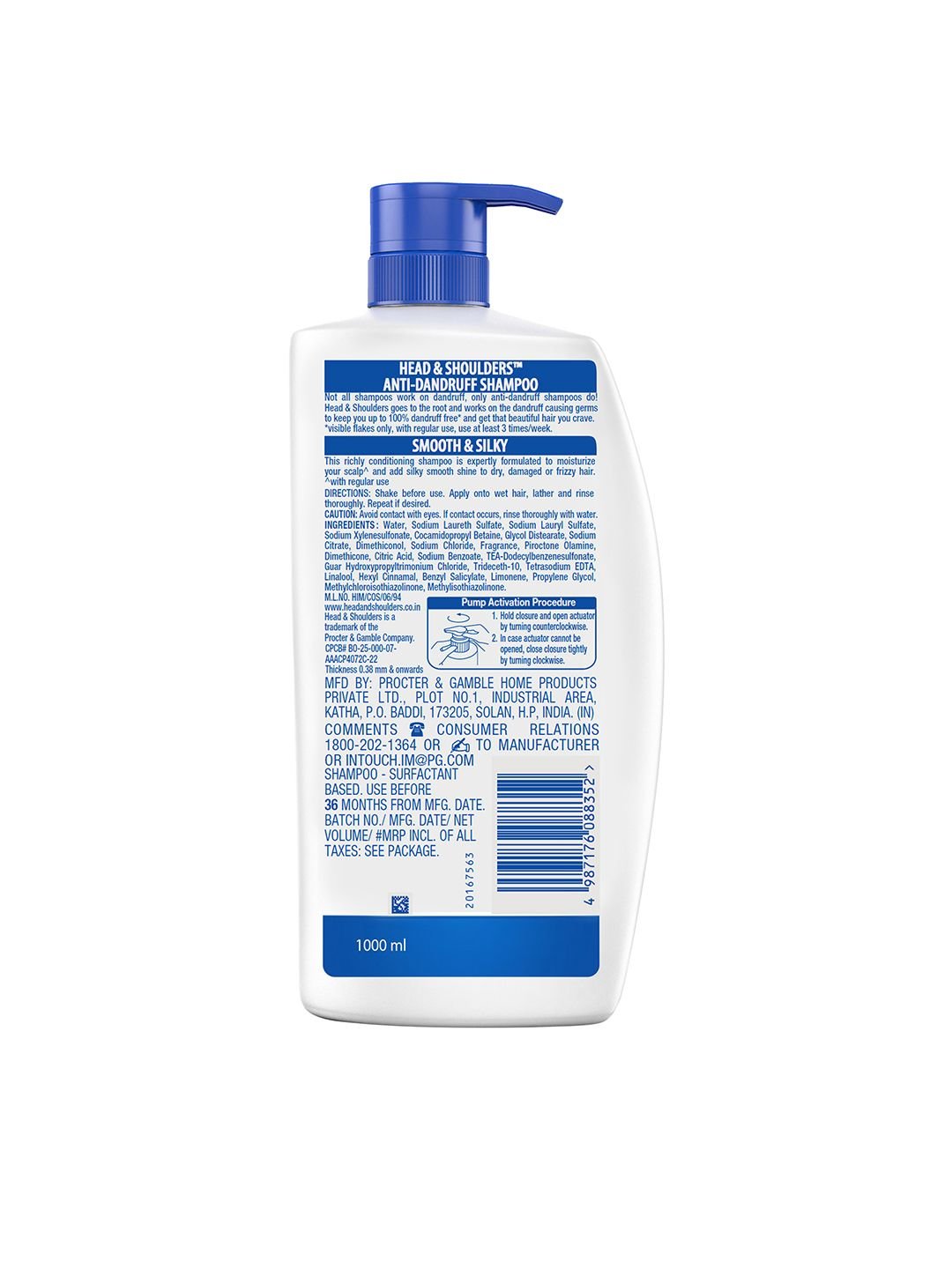 Head & Shoulders Head & Shoulders Unisex Smooth & Silky Shampoo 1 Litre - Image 2